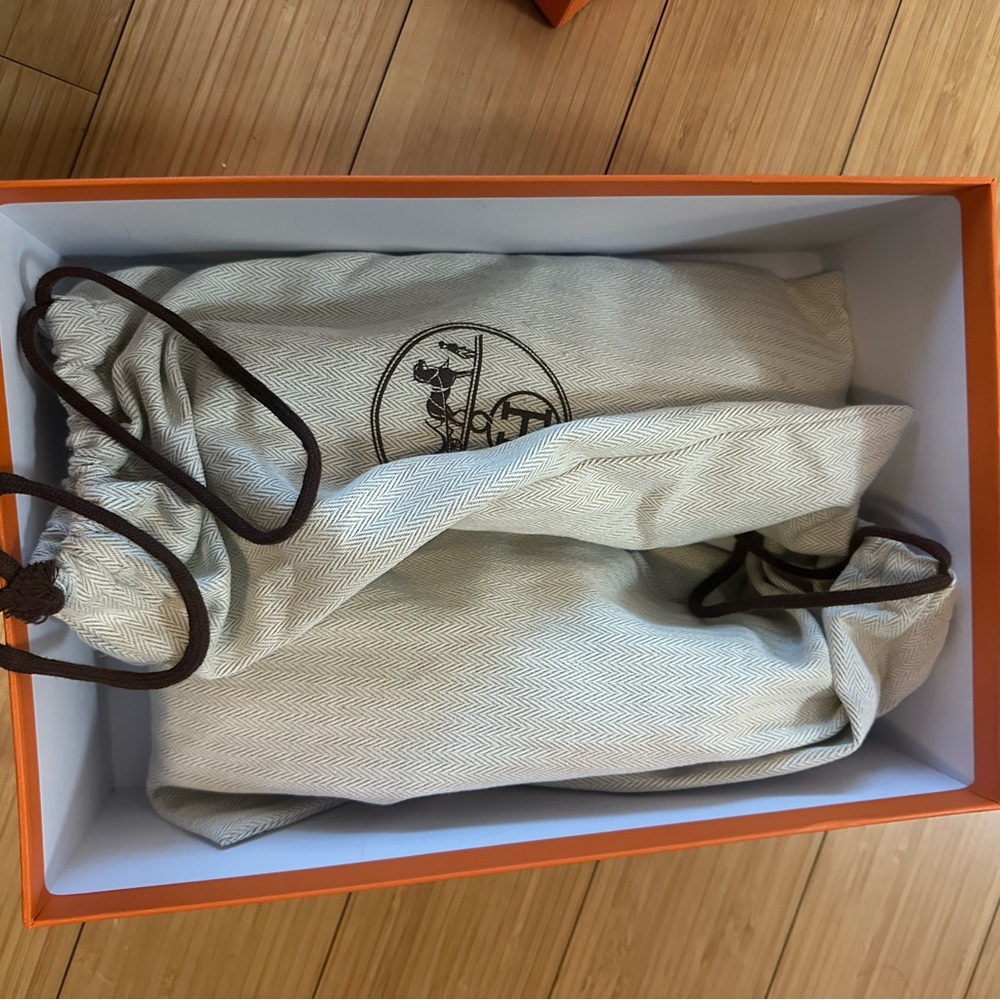 Hermes Orange Suede Moccasin Loafers - Picture 6 of 8